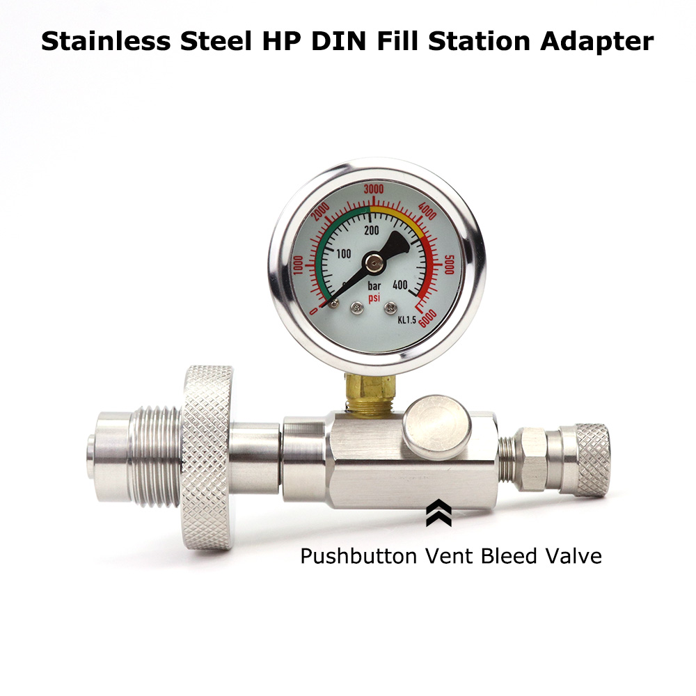 新しい DIN 300 スキューバ充填ステーション G5/8 コネクタ充電アダプタとゲージブリードバルブ DIN 300 メスクイックコネクト