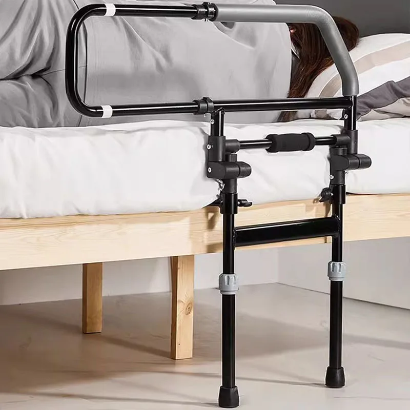 Bedside Handrails Are Folded Turned Down Old People Get Up Assistants Get Up At Home To Prevent Auttakaa Minua Falling Bed Rail