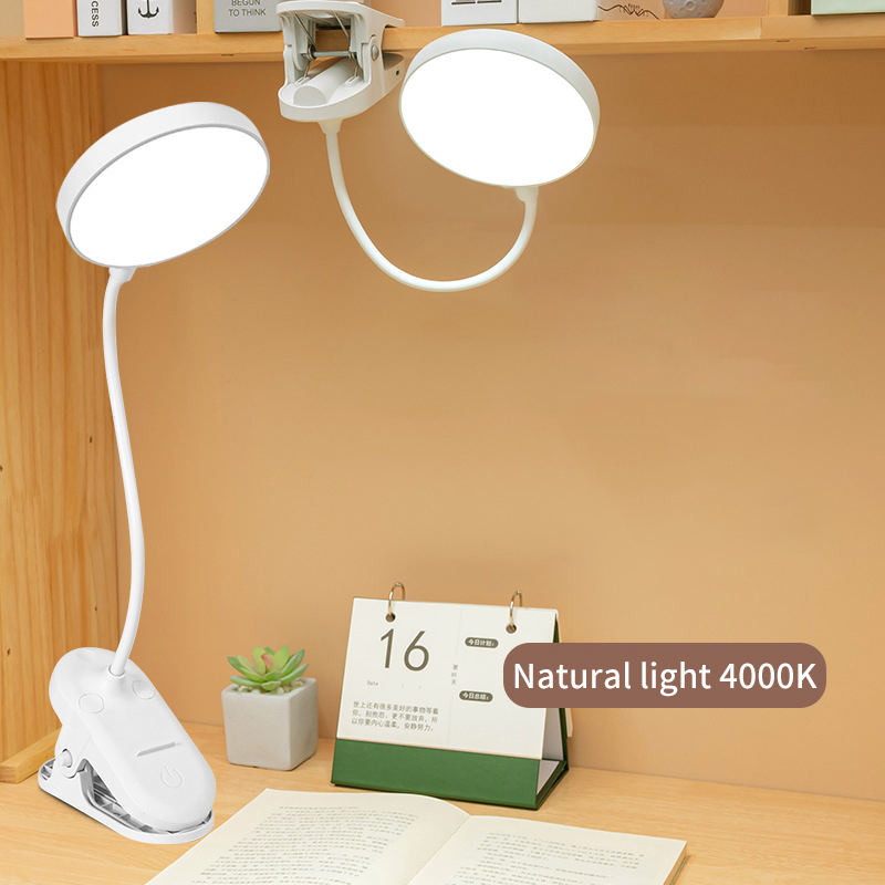 Lâmpada de mesa recarregável usb lâmpada clipe cama leitura livro luz da noite led toque 3 modos escurecimento proteção para os olhos luz plug in