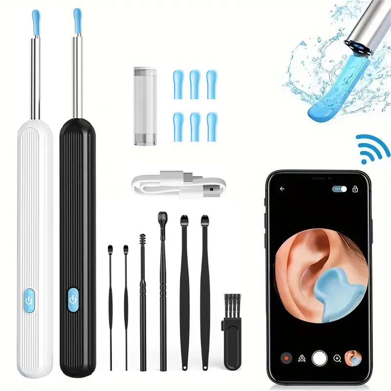ทําความสะอาดหูพร้อมชุดกล้องหู Sticks Otoscope USB C ชาร์จ Endoscope WAX Removal เครื่องมือ Earpick กล้องมินิชุดทําความสะอาดหู