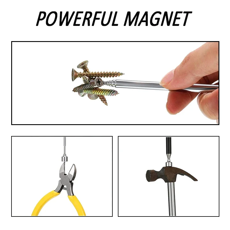 Mini bolígrafo magnético telescópico portátil, herramienta práctica de capacidad para recoger tuercas, perno, varilla de recogida extensible