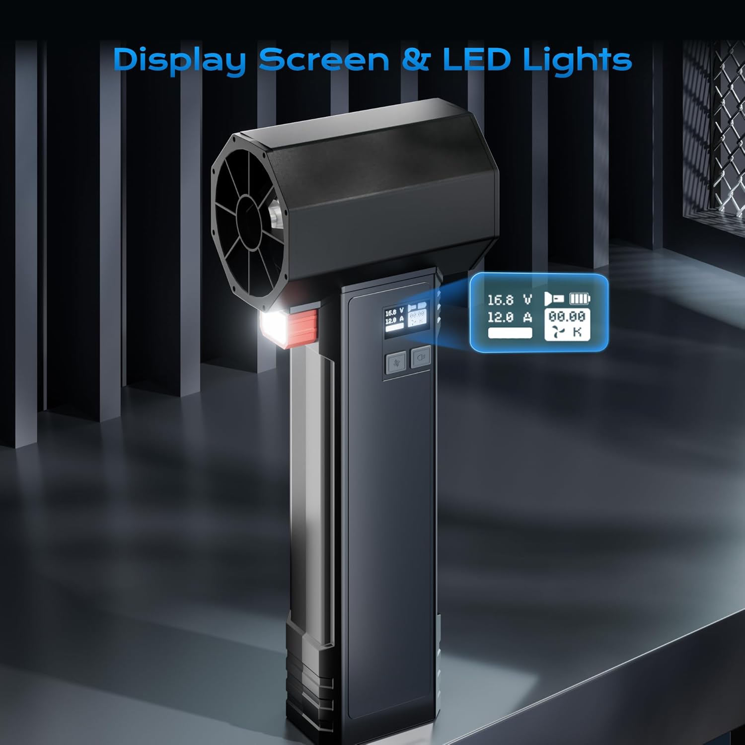 Auto-gewalttätiges Luftgebläse, leistungsstarker Hand-Turbo-Jet-Ventilator mit LED-Beleuchtung, 64 mm bürstenloser Motor, Hochgeschwindigkeits-4000 mA, 1200 g Schub