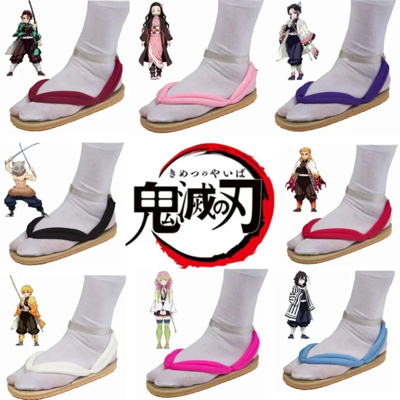 Anime Volwassenen Kinderen Cosplay Slippers Schoenen Demon Slayer Tanjirou Kamado Nezuko Zenitsu Geta Verstopt No Yaiba Sandalen