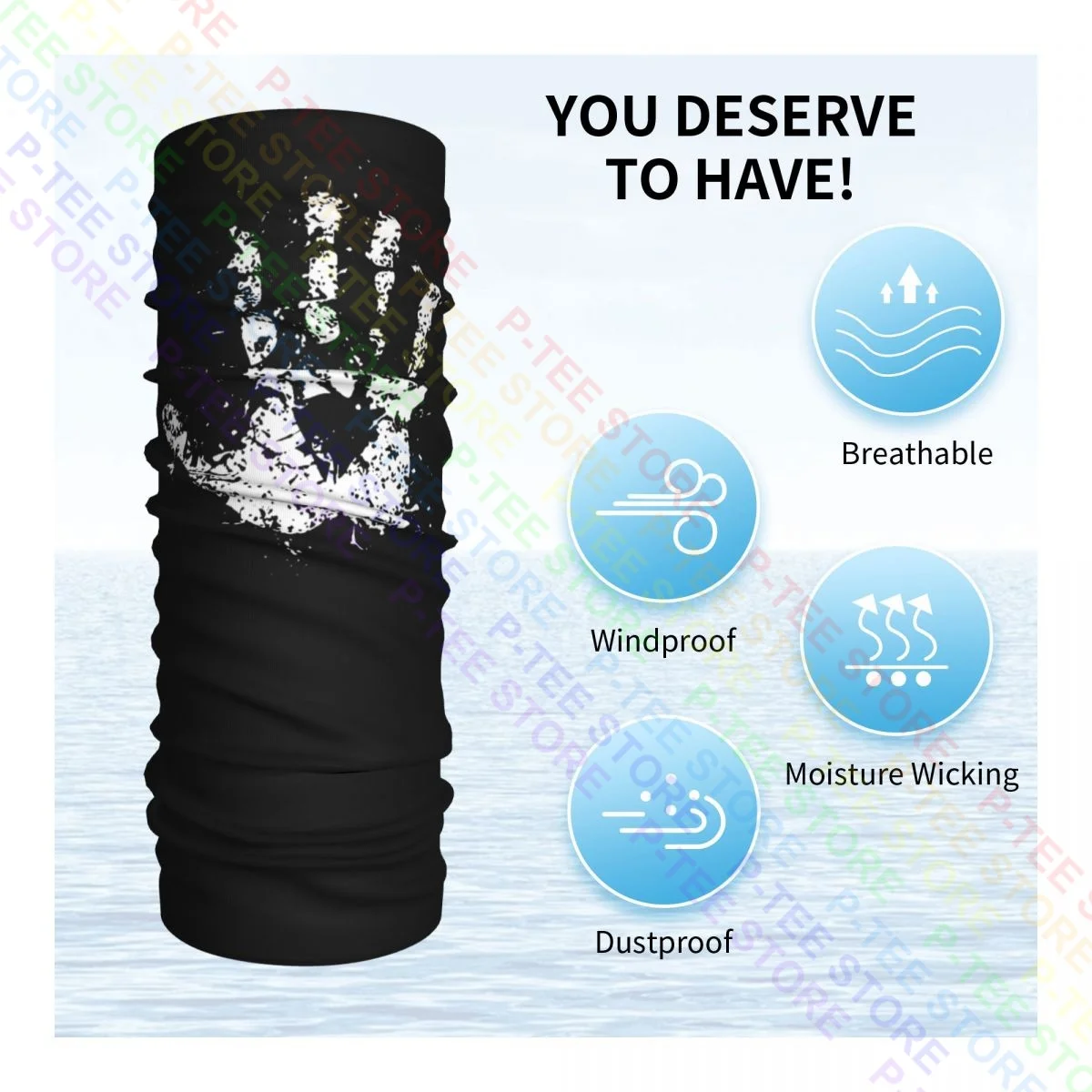 Eengard-白と黒のボヘミアンスクリューロードマスク,saruman記号,リング,ukuネックgaiter,バンダナスカーフ,フェイスマスク