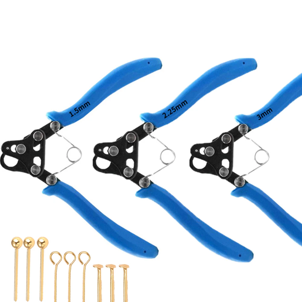 Rollzange mit Kugelstiften für die Herstellung von Ohrringen, 1,5/2,25/3 mm, Wickel-C-Ring-Zangen-Set mit Augennadeln für die Herstellung von Schmuckanhängern