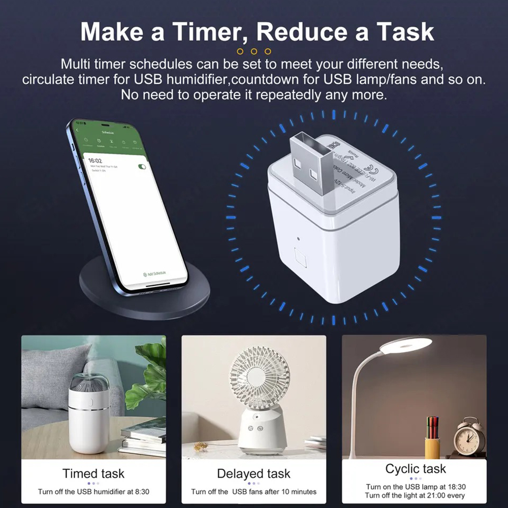 Wifi ou zigbee tuya adaptador usb interruptor 5v wifi mini adaptador de alimentação usb funciona com alexa ei go ogle alice para casa inteligente