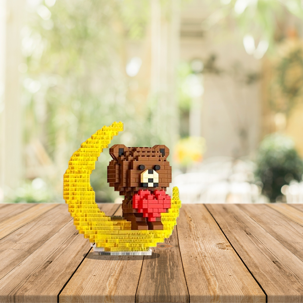 Cute Bear Light-Up Building Blocks - ของขวัญวันเกิดเพื่อการศึกษาที่สมบูรณ์แบบสําหรับเพื่อน (ไม่มีฐาน)