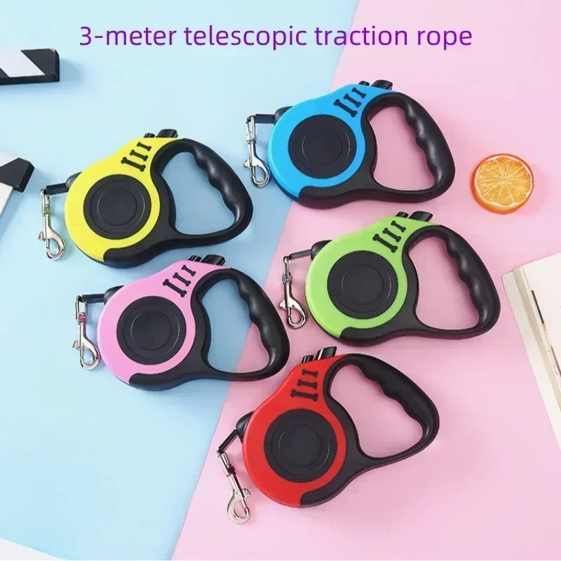 Trela telescópica automática para animais de estimação, 3-5 metros, dispositivo de tração óssea, corda para caminhada, corrente para cães, arnês de corda