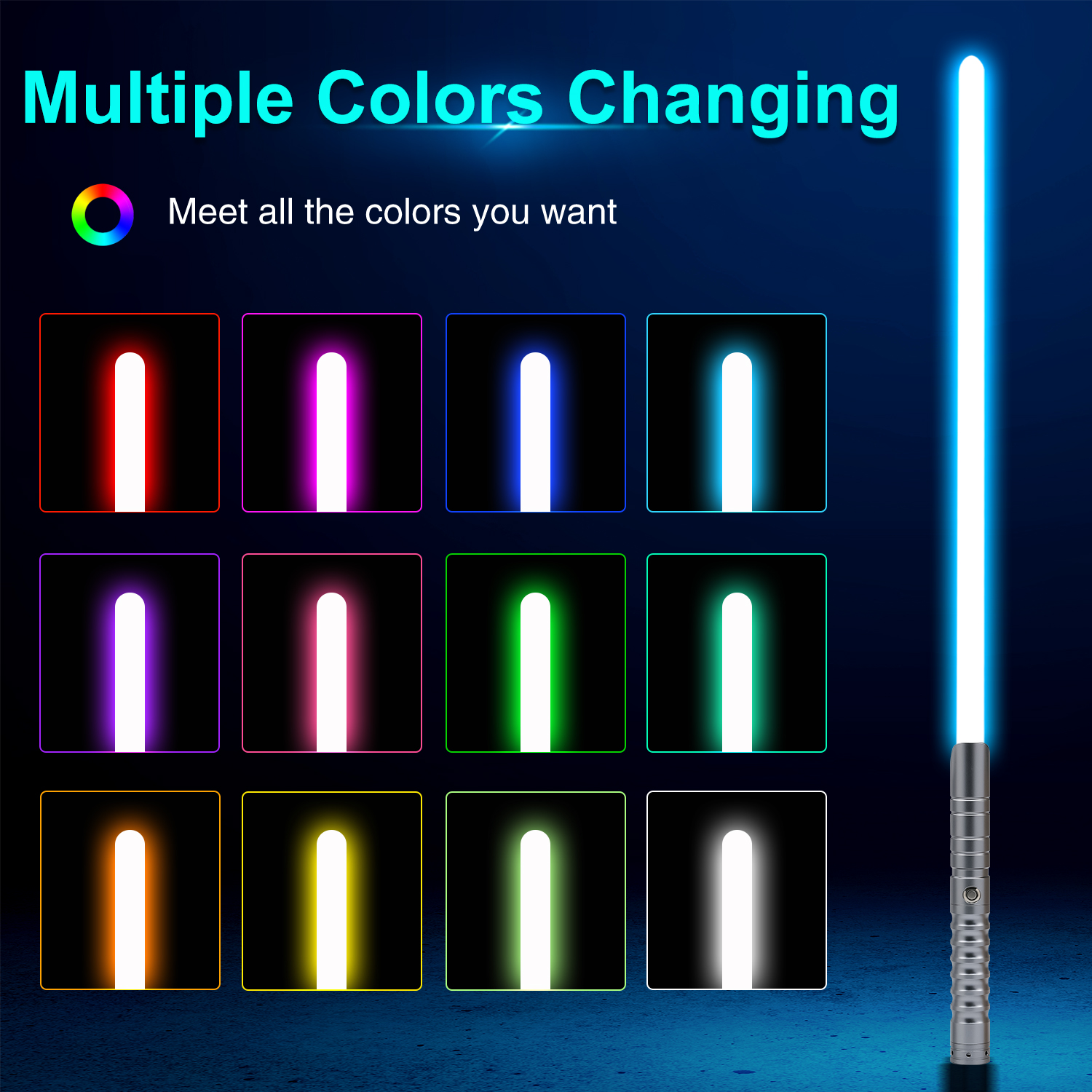 TXQSABER Lichtschwert RGB Neo Pixel Smooth Swing Heavy Dueling Metallgriff Typ C Blaster Ghost Yoda Jedi Cosplay Spielzeug Laserschwert