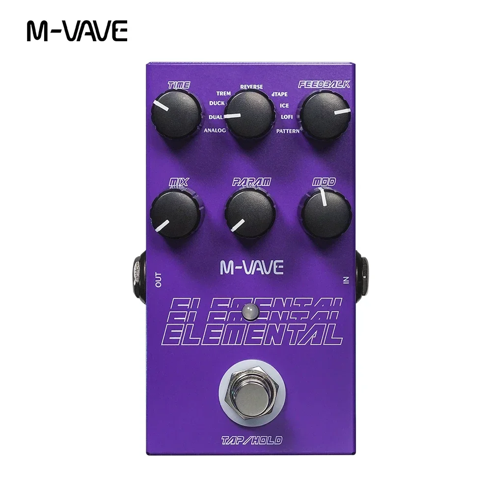 Pedal de retardo Digital elemental M-vave, soporte de Pedal de retardo de efectos de guitarra de 9 retardos diferentes para modo TAP y HOLD