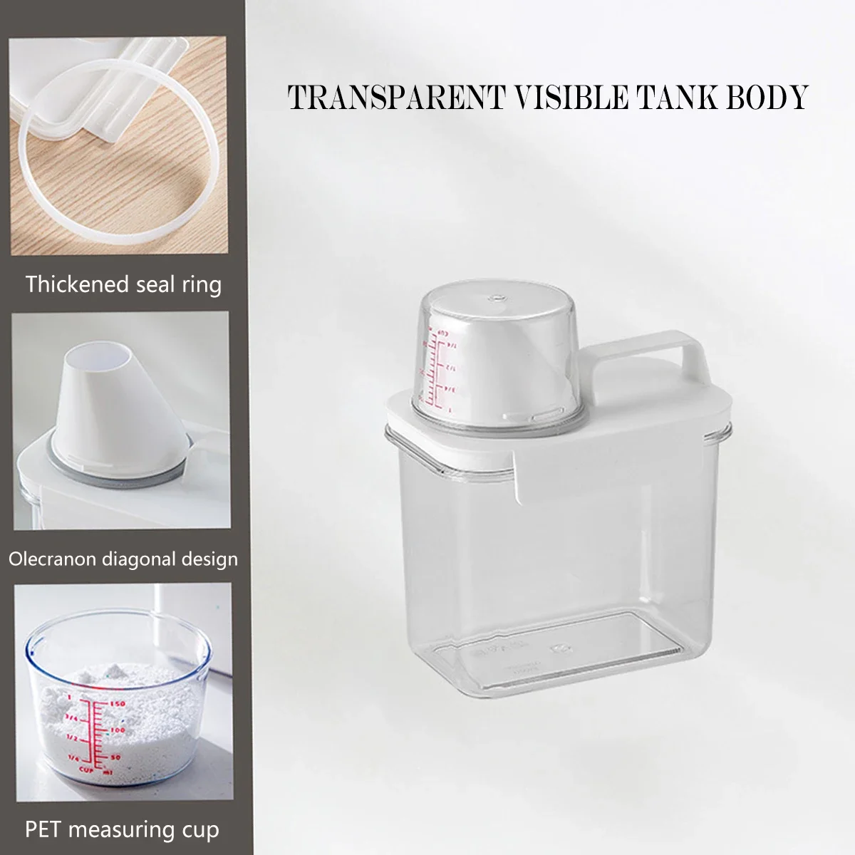 2300Ml Airtight Laundry Detergent Powder Storage Box Container with Lids Grain Storage Jar Bleach Storage Container with Labels