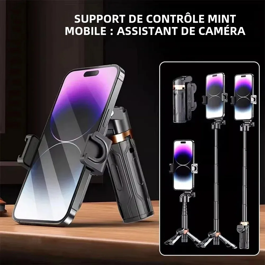 Super Mini perche à Selfie, support pour téléphone Portable, aide au tir, conception intégrée polyvalente, télécommande Bluetooth pour diffusions en direct