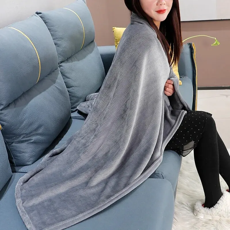 70x100cmGrey Flanela Cobertor De Lã Adulto Crianças Macio Quente Lance Cama Cobre Simples Cor Sólida Sofá Respirável Colchas