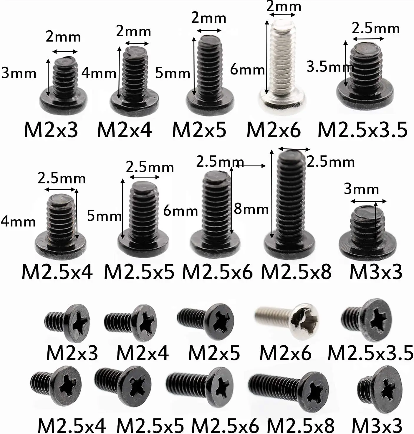 Set di viti M2 M2.5 M3, kit viti per laptop per riparazione computer elettronico IBM HP Dell Lenovo Samsung Sony Toshiba Gateway Acer
