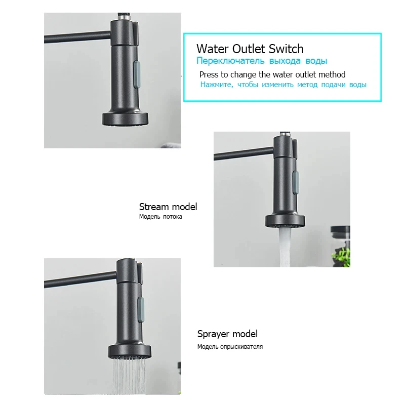 Matt Schwarz Pull Down Küche Wasserhahn Chrom Dual Modi Düse Heiß Kalt Wasser Mixer Kran Wasserhahn Messing Frühling Küche Waschbecken Armaturen