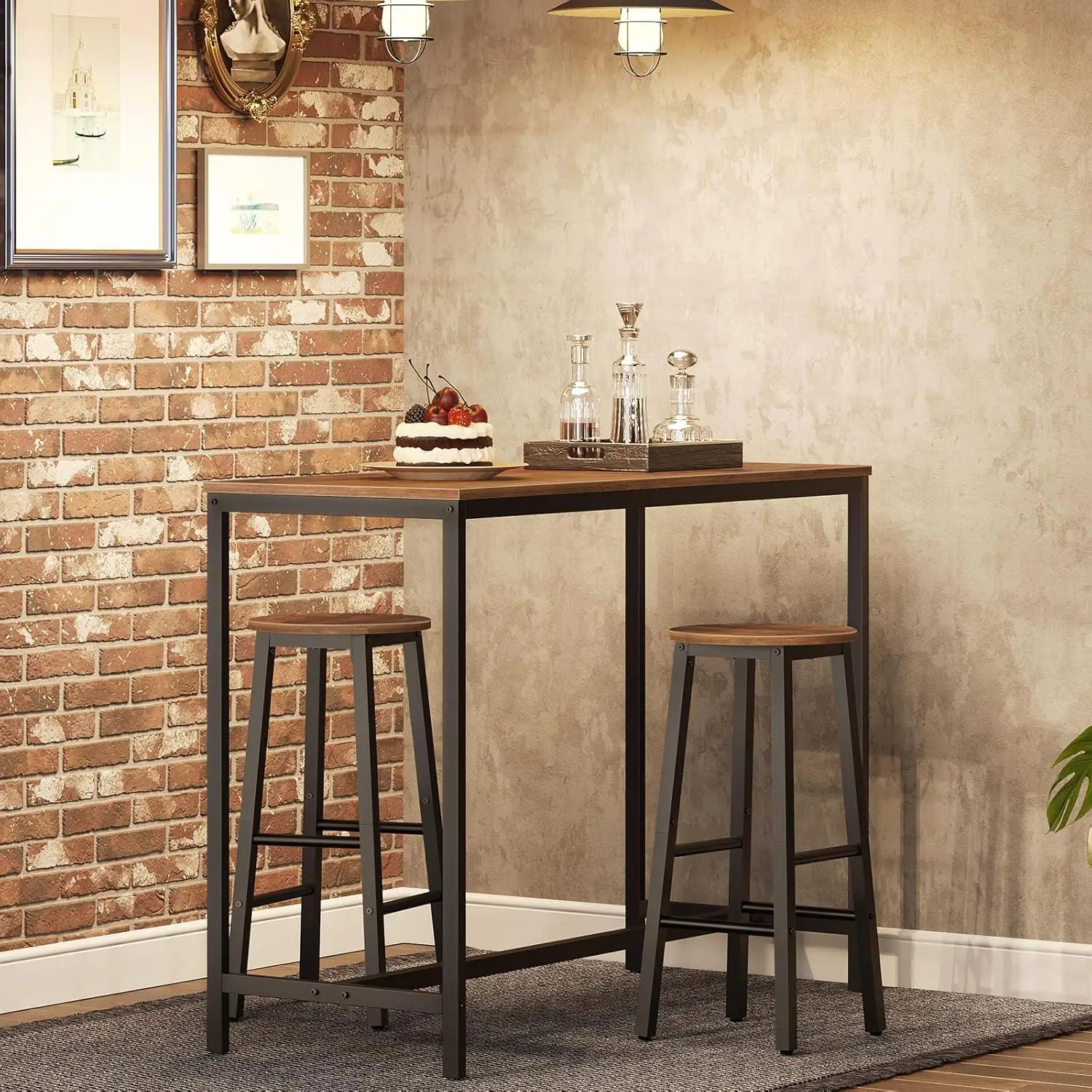 Taburete alto de Cocina, Juego de 2 Taburetes, Resistente y Estable, para Comedor
