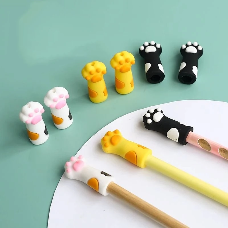 6 น่ารัก Cat PAW ถักเข็ม Stoppers เข็มจุดซิลิโคน Protector Anti-Shedding หมวก DIY สานเครื่องมืออุปกรณ์เย็บผ้า