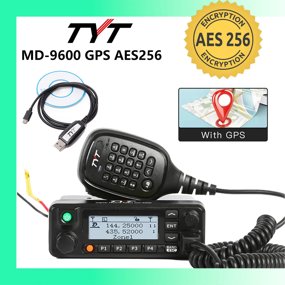 Tyt MD-9600 gps aes256 dmr digital/analog dual band mobilfunk 50/45/25w dmr mobiler transceiver dmr mobile walkie talkie