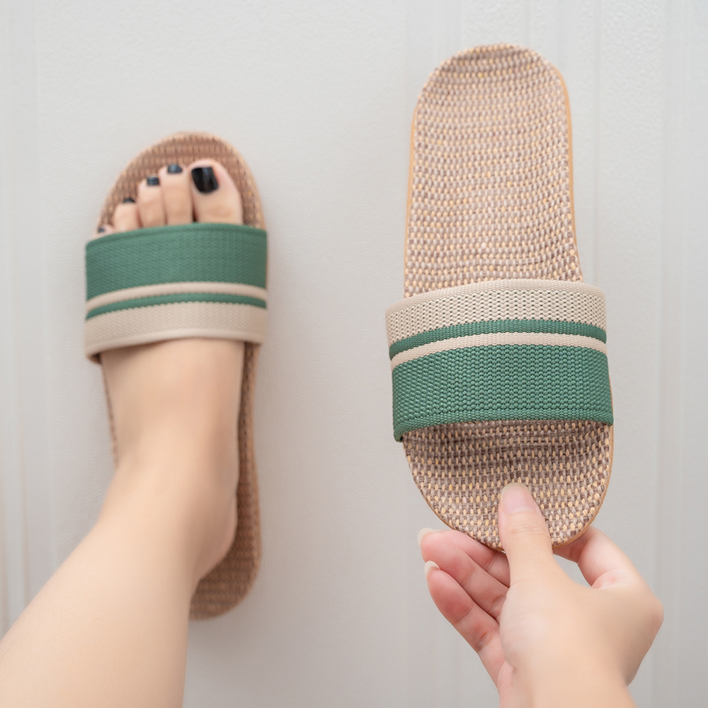 Letnie kapcie damskie Antypoślizgowe kapcie domowe Lekkie buty Damskie kapcie lniane Miękkie buty