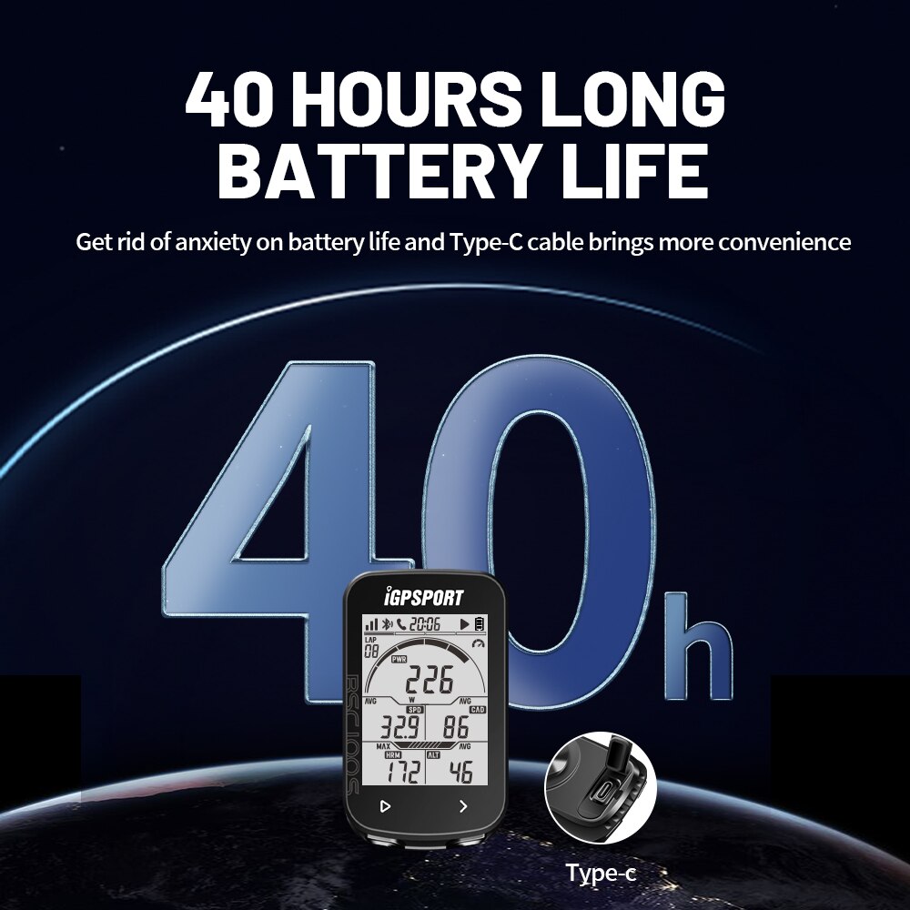 IGPSPORT BCS100S Fietscomputer BLE ANT+ 2,6 inch IPX7 Type-C 40H Batterijduur Automatische achtergrondverlichting GNSS Stopwatch IGS Fietscomputer