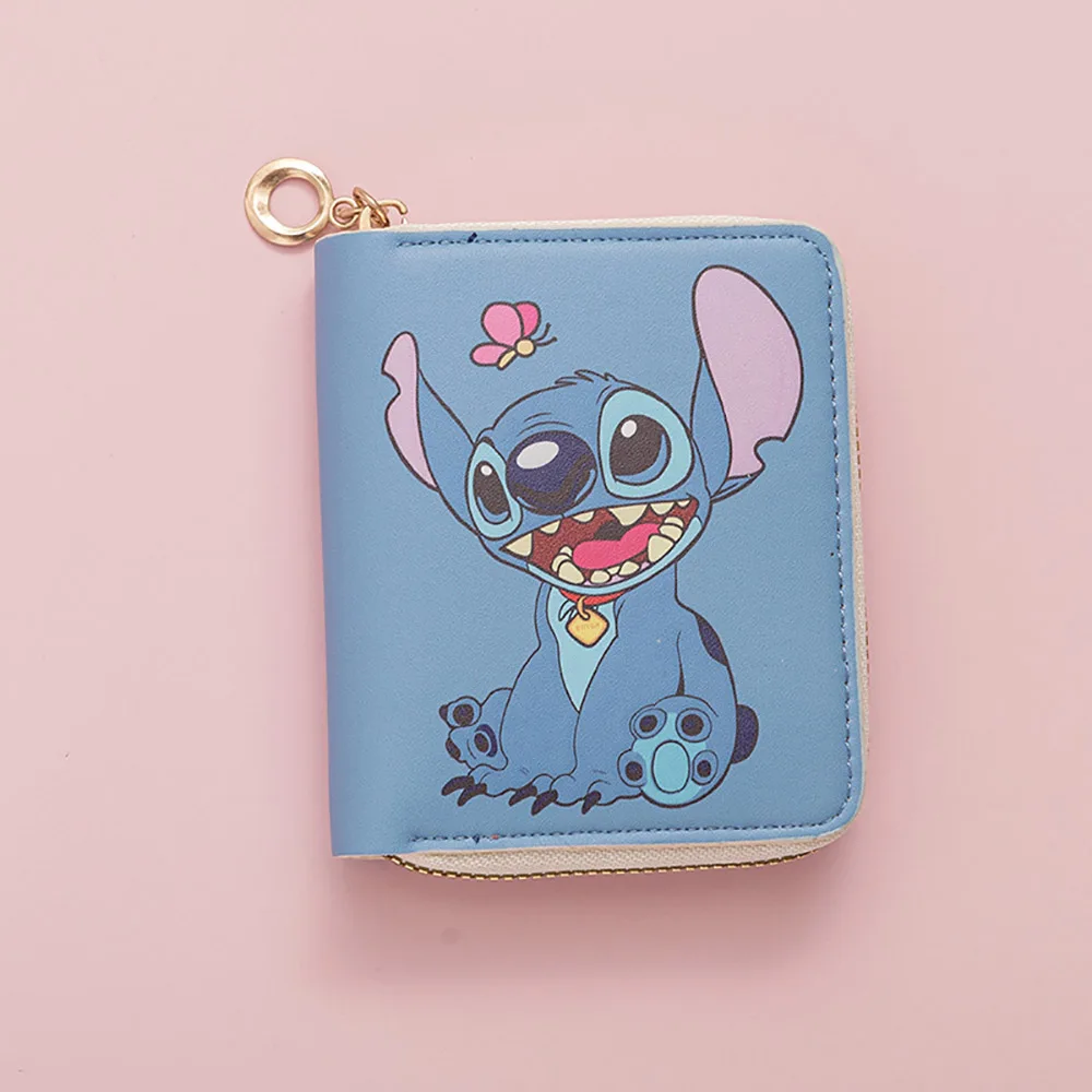 Monedero de Anime Kawaii Stitch, cartera con cremallera de dibujos animados a la moda, tarjetero con estampado de estudiante, bolsa de almacenamiento de identificación, paquete de tarjetas, regalos de navidad