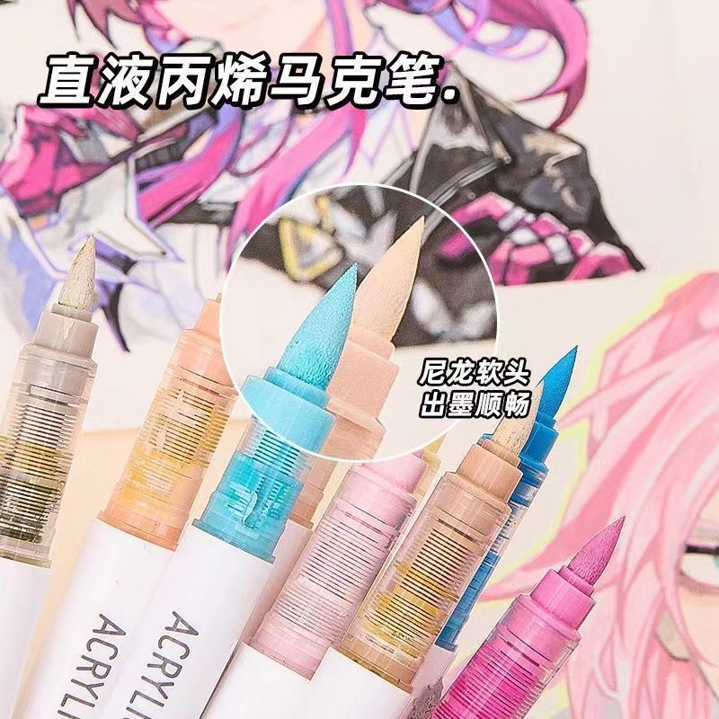 back to school accessories Aesthetic stationery graffiti Color markers acrylic marker Brush tip pens art supplies drawing pens