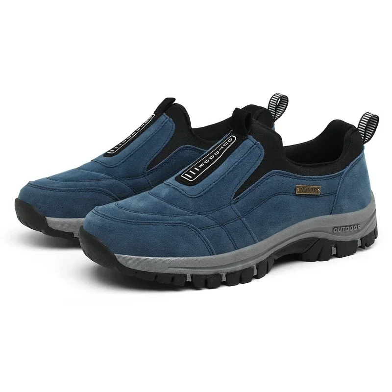 Zapatos de senderismo al aire libre, zapatillas de deporte para hombre, zapatos informales sin cordones para hombre, zapatos de cuero de ante transpirable, zapatos antideslizantes para caminar, calzado