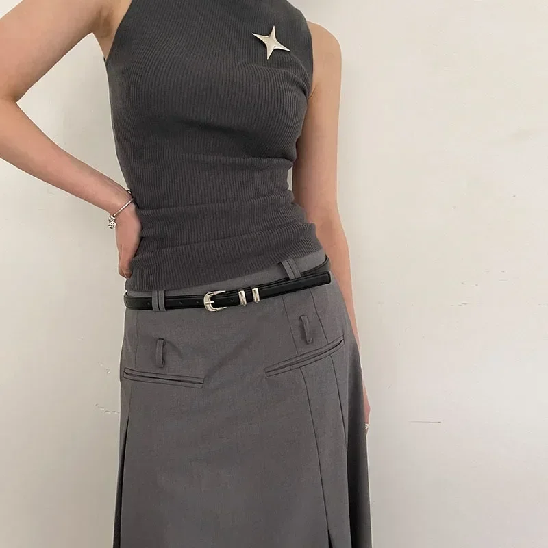 Cinturones de moda para mujer, cinturones negros simples y finos de PU, pantalones, falda, cinturones versátiles, cinturón informal para estudiantes