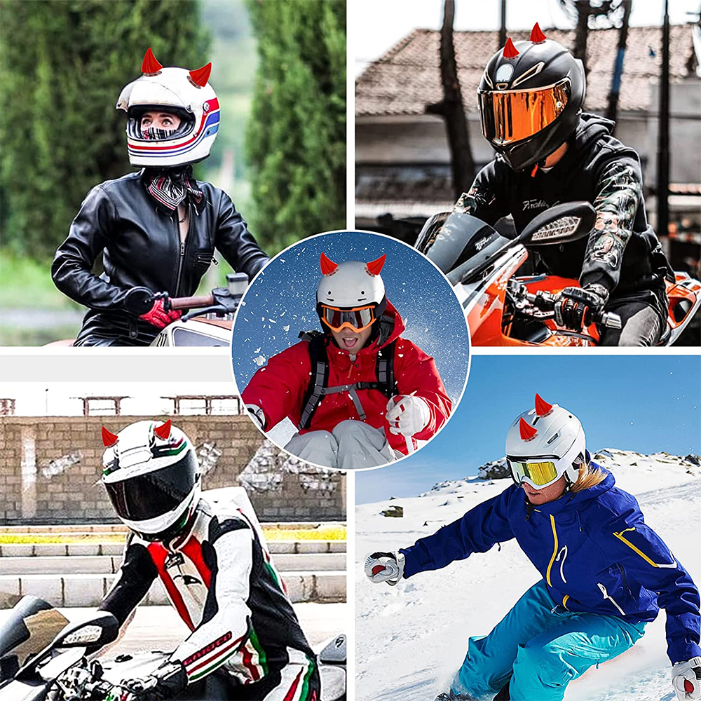 Decoración para casco de motocicleta, cuerno de diablo de goma con ventosas, decoración para casco, accesorios para sombreros de bicicleta, 2 uds.