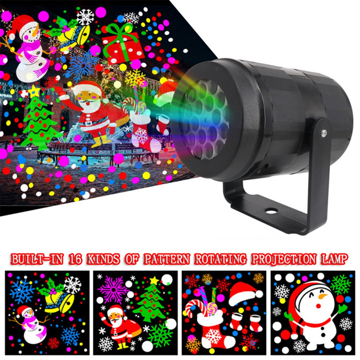 A72P Christmas Projector Lights Indoor 16 Patterns Led Projector Light for Xmas Holiday Carnival Garden US Plug