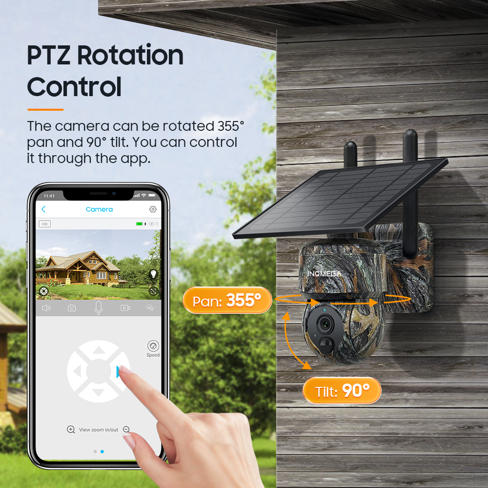 INQMEGA 5MP 4G / WIFI Solar Wireless Security Camera Outdoor Solar Monitor Camera Night Vision Color Camera PIR Detection Cam