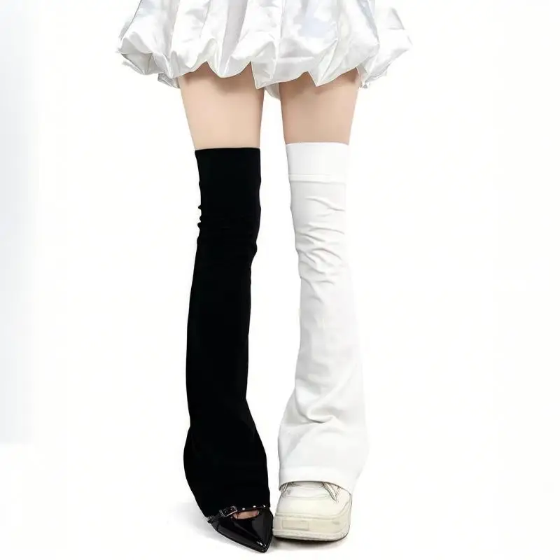 Subcultura harajuku grunge alargamento polainas meias joelho botas altas capa streetwear y2k doce lolita chifre meias de tubo alto