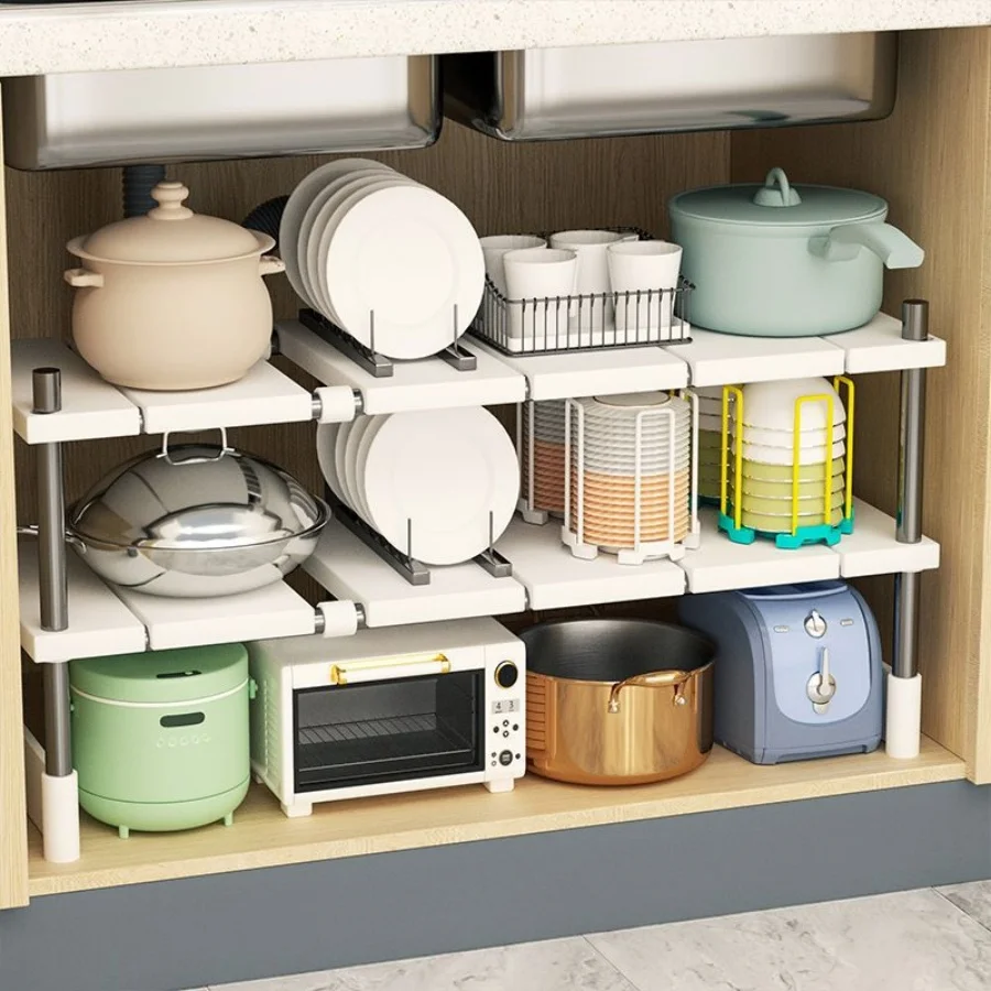 STACKABLE Storage Rack ตู้เสื้อผ้า Layered Partition Rack Telescopic SINK ผู้ถือตู้เสื้อผ้า Sorting ชั้นวางตู้เสื้อผ้าเสื้อผ้า Organizer