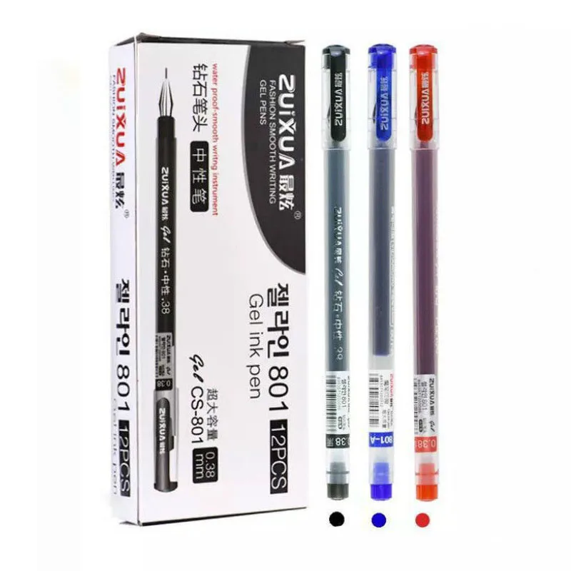 6 Cái/bộ 0.38Mm Công Suất Lớn Mực Kim Cương Đầu Bút Gel Đen/Xanh/Đỏ Nạp Kỳ Thi Ký học Trường Viết Văn Vật Dụng Văn Phòng