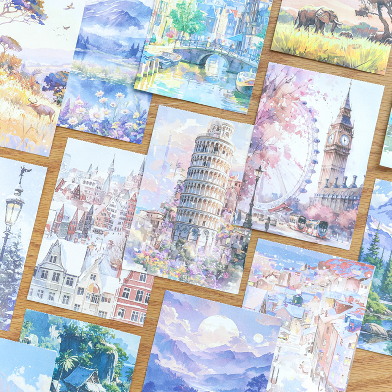 Mr. กระดาษ, 6รูปแบบ, 30แผ่น/แพ็ค, วัสดุโน้ตกาวสีน้ำแนววินเทจ, การ์ดกระดาษตกแต่งอัลบั้มภาพปะติด