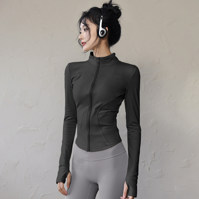 Langarm-Sportjacke für Damen, mit Reißverschluss, Fitness-Yoga-Shirt, Winter, warm, Fitnessstudio, Top, Activewear, Laufmäntel, Trainingskleidung zum Radfahren