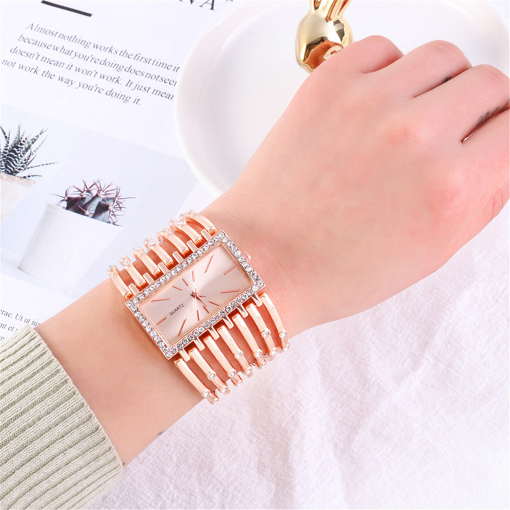 UTHAI W24 relojes de cuarzo a la moda para mujer, pulsera de acero inoxidable para mujer, reloj hueco informal, reloj de pulsera para chica, joyería