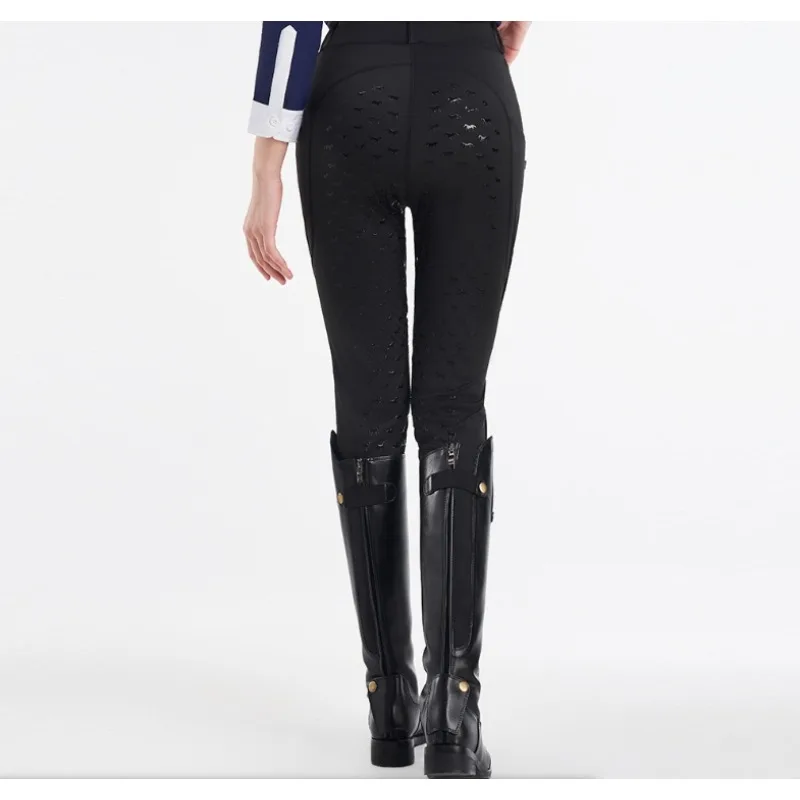 สีดําที่นั่งซิลิโคนกางเกงขี่ม้า Anti-pilling ขี่ม้า Tights ผู้หญิงขี่กางเกงขี่ม้าเสื้อผ้า