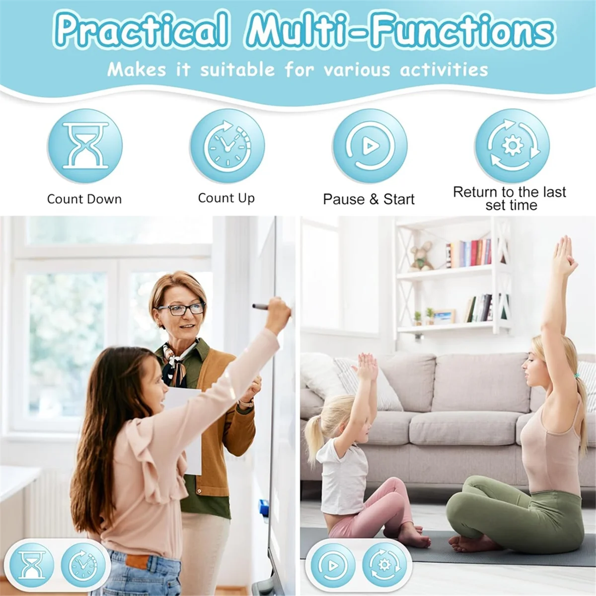 A72P Timer, Digital , Magnetic Kitchen Timer for Cooking, Pomodoro for Classroom,Visual Desk Timer