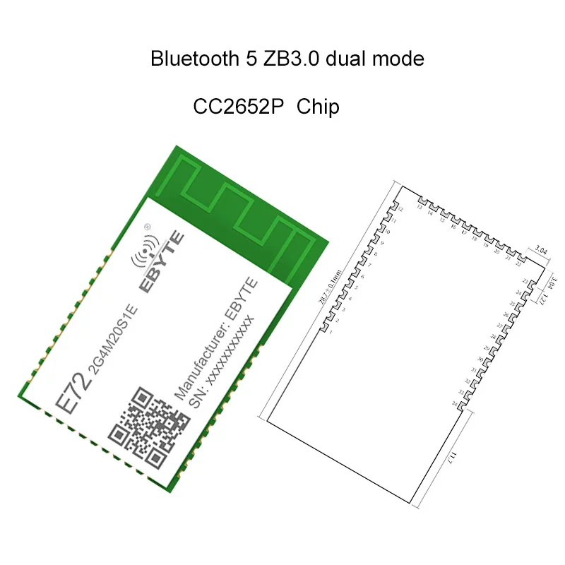 CC2652P ZigBee Blau-zahn Multi-protokoll 2,4 GHz SMD Wireless SoC Modul 20dBm Transceiver Empfänger PCB Antenne E72-2G4M20S1E