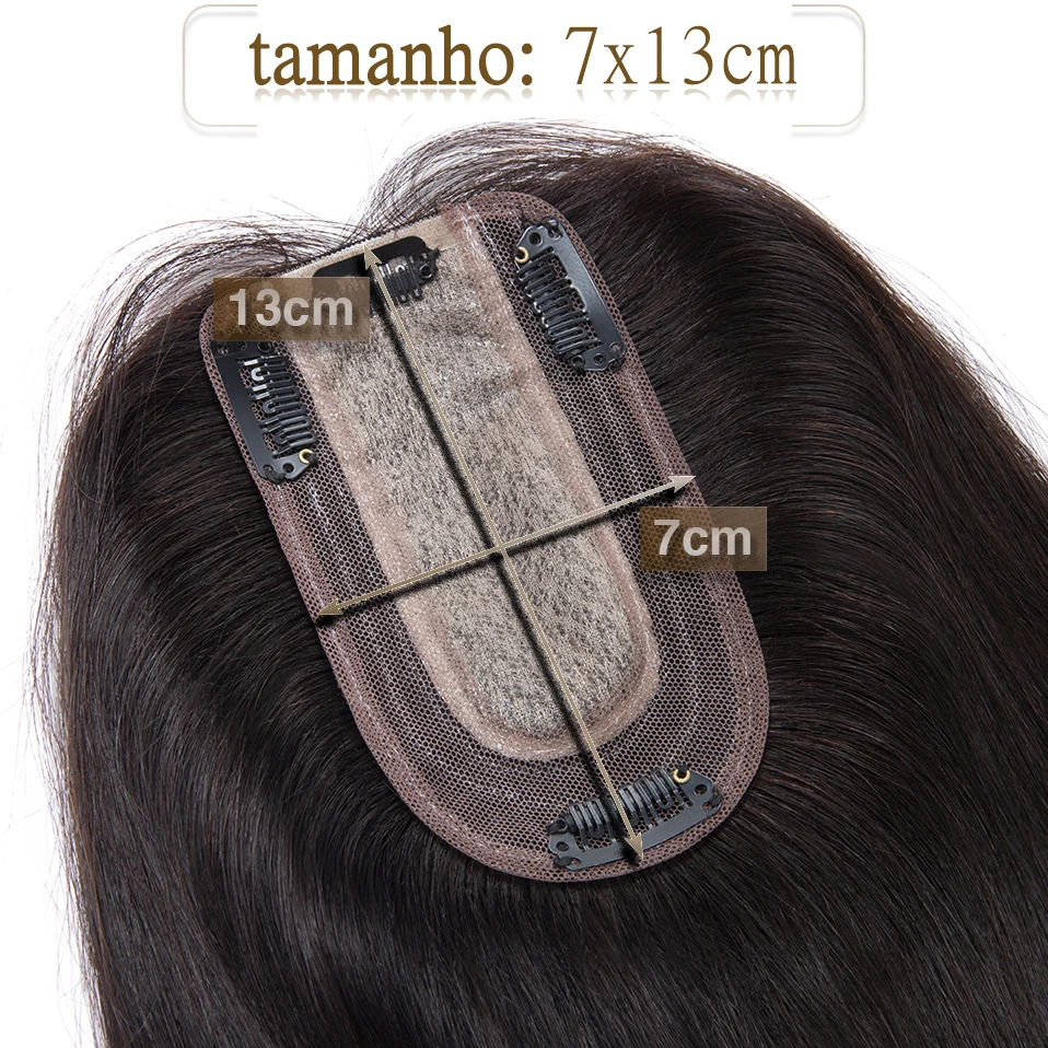 S-noilite toppers de cabelo 7x13cm, grampo de cabelo feminino, peruca de cabelo natural 100% cabelo humano para mulheres, base de seda, clipe de extensão de cabelo