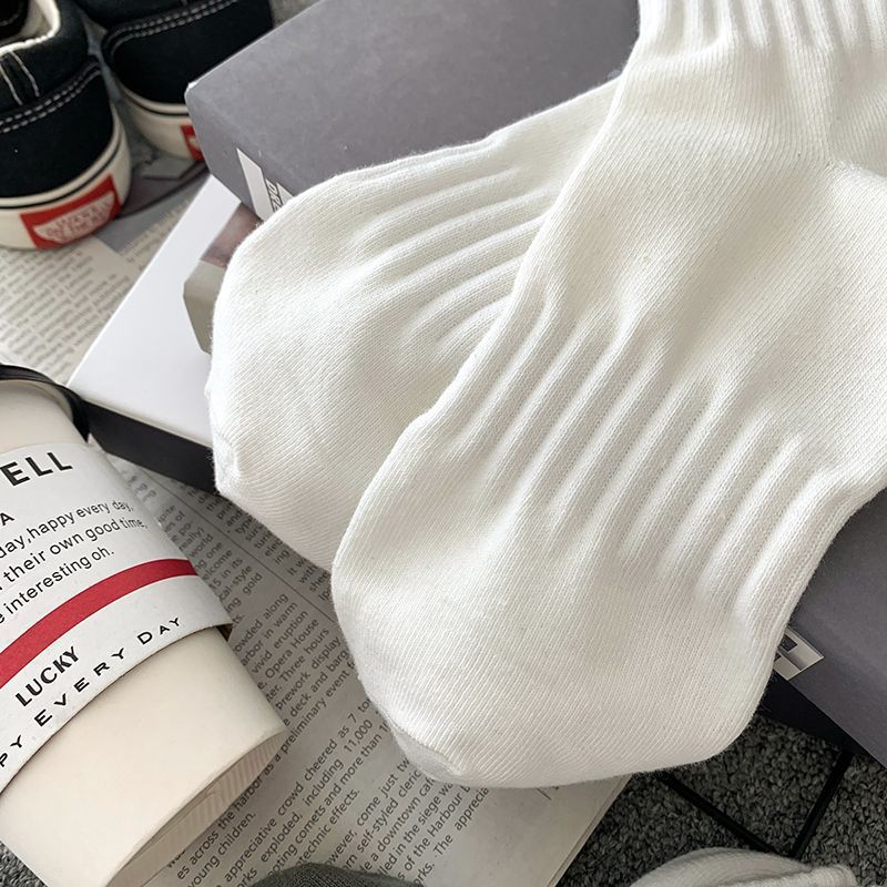 5 pares masculino alta faixa de borracha cintura casal meados tubo esportes meias sólidas primavera/verão meias de basquete quatro estações