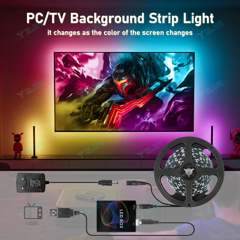 Meeslepende LED-strips TV PC Achtergrondverlichting RGBIC Droomkleur Computerscherm Monitor Kleursynchronisatie Smart Control Omgevingslampen