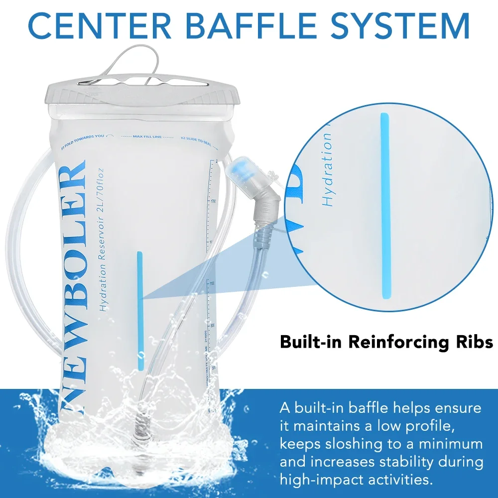 NEWBOLER vessie d'eau réservoir d'eau sac d'hydratation sac de rangement sans BPA-2L 3L course hydratation gilet sac à dos