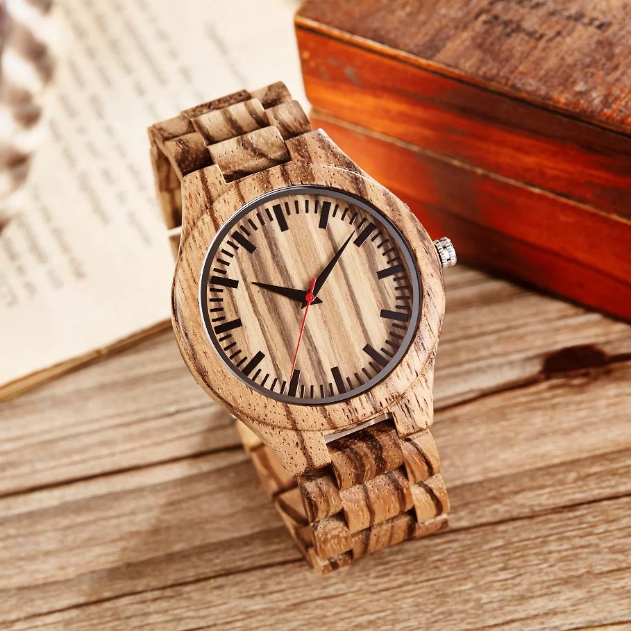 Reloj de madera para hombres y mujeres, relojes de pulsera de cuarzo de lujo, relojes de pareja casuales, cronógrafo, moda