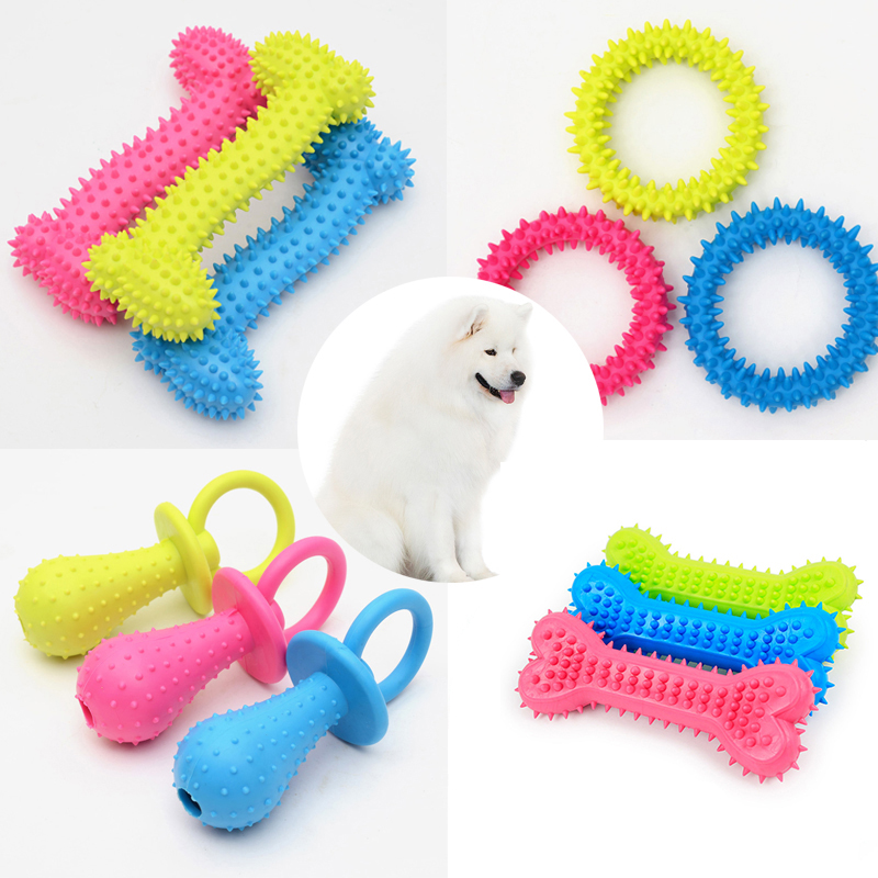 Juguete para masticar mascotas, goma suave, resistente a mordeduras, forma de hueso, juguetes para masticar para perros pequeños, suministros para entrenamiento de mascotas
