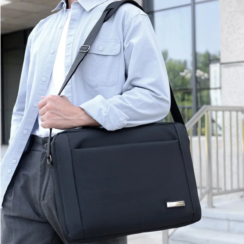 Bolso de tela Oxford para ordenador de un solo hombro, bandolera para viajes de negocios, bolso de almacenamiento para banco de energía para IPad, maletín
