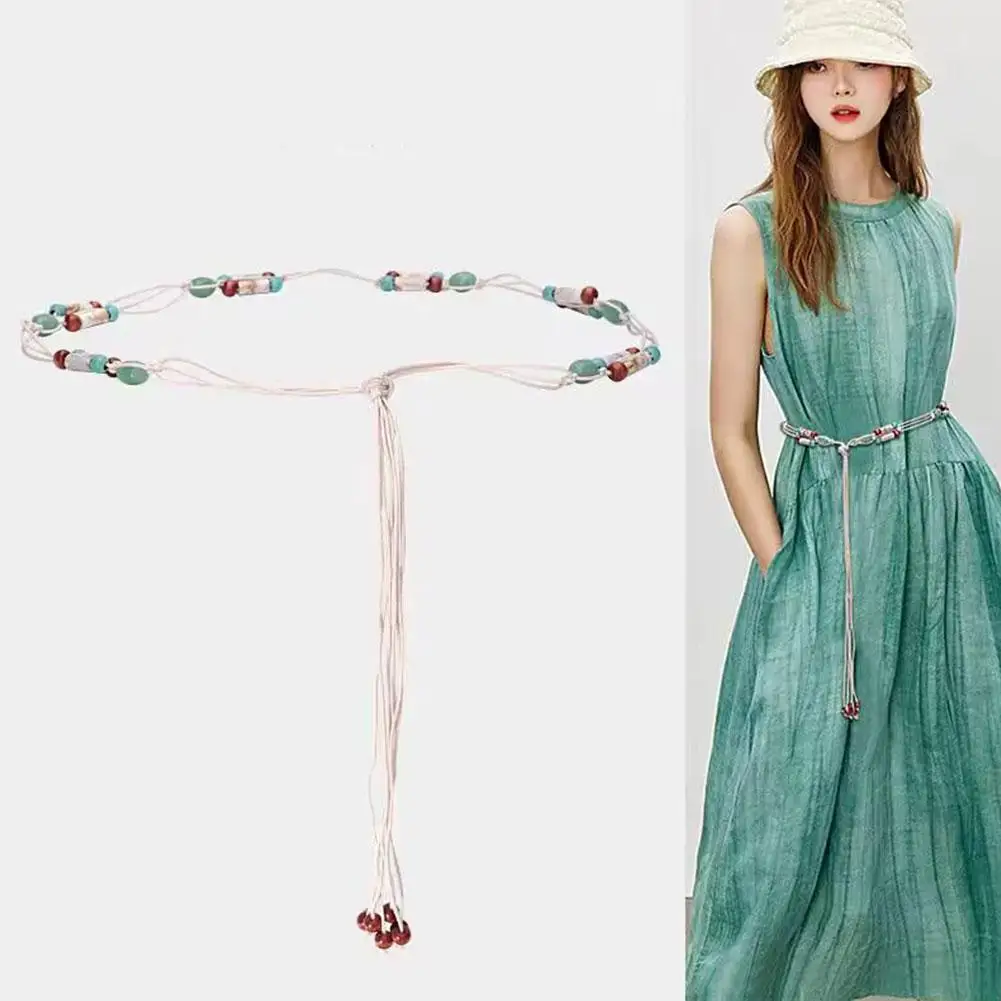 Ladies Bohemian Style Belt Braid Waist Belt for Summer Seaside Dress Braid Belt
