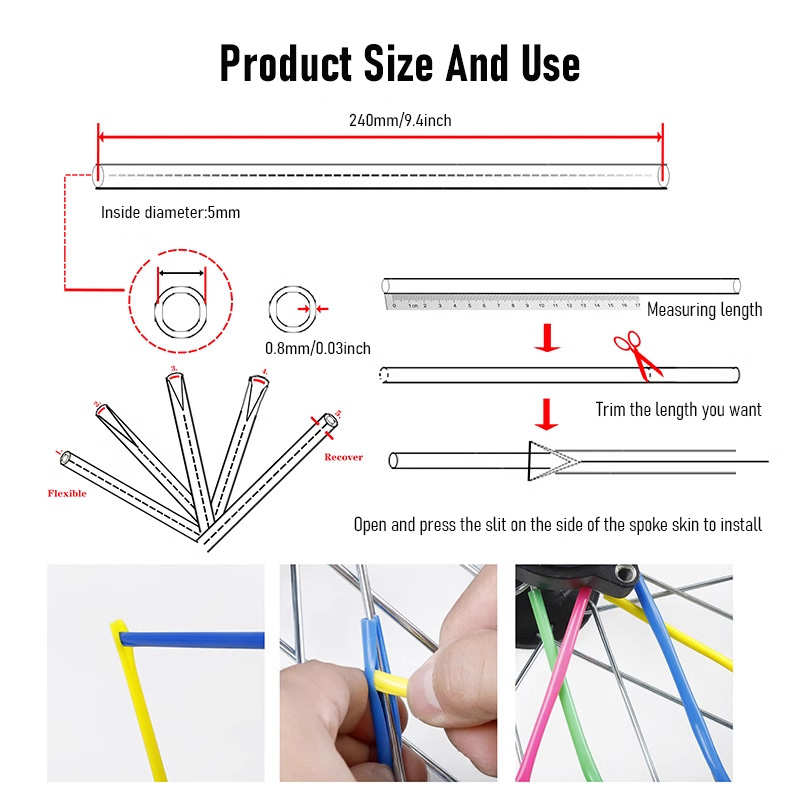 72-delige universele fietsspaakholsterband decoratieve velgbeschermhoezen voor het verbeteren en beschermen van fiets en motorcross