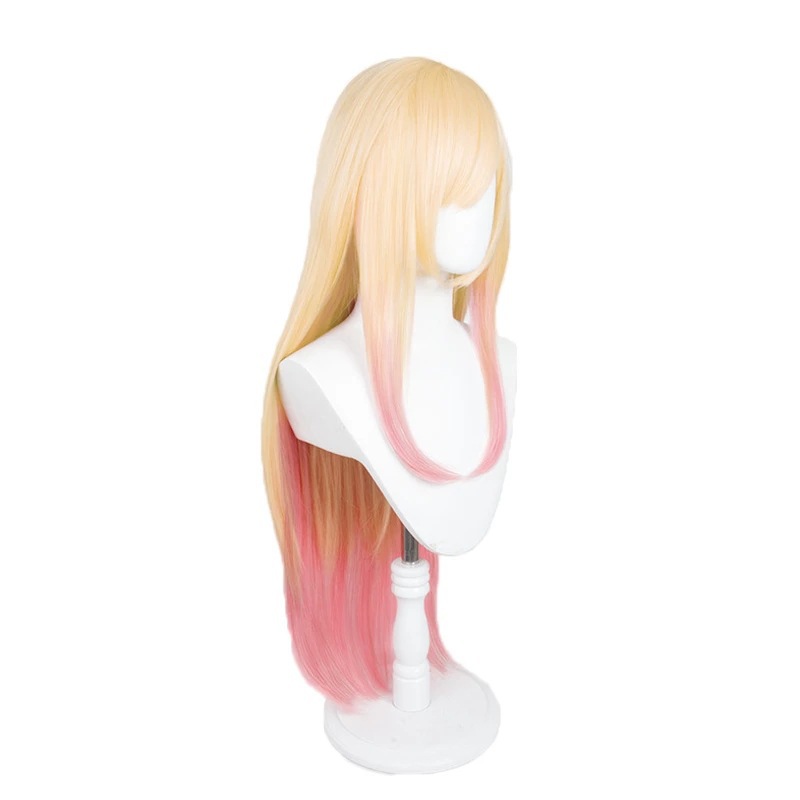Zsqhet anime marin kitagawa perucas longas retas rosa tingido gradiente cabelo halloween cosplay acessórios peruca para meninas